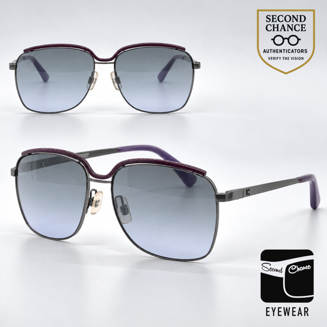 Hogan HO49 Gunmetal Purple Butterfly Sunglasses-Grey Lavender Gradient Lenses-Unworn