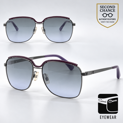 Hogan HO49 Gunmetal Purple Butterfly Sunglasses-Grey Lavender Gradient Lenses-Unworn