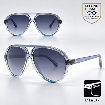 Hogan HO54 92W Translucent Grey Blue Aviator Sunglasses-Blue Gradient Lenses-Unworn