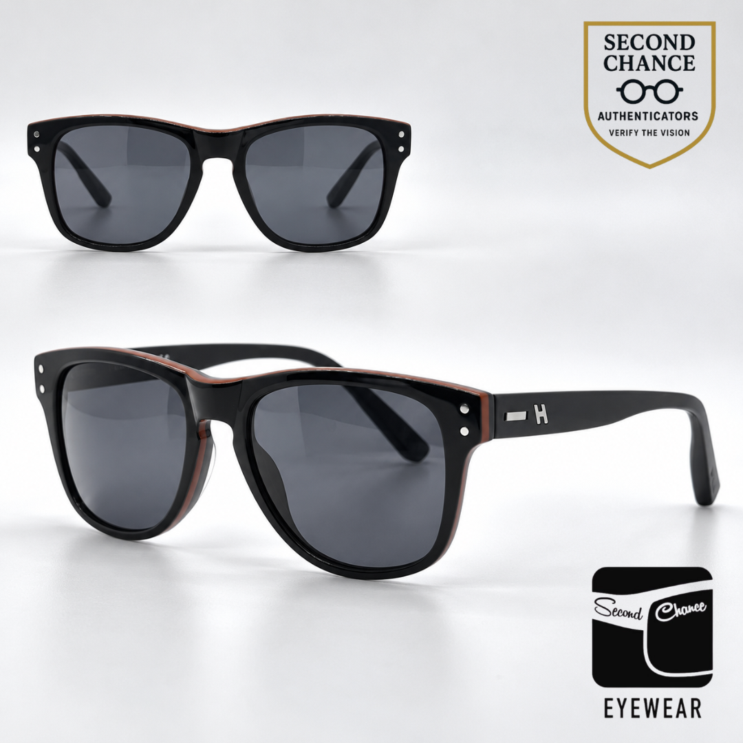Hogan HO86 92A Black Square Sunglasses-Dark Grey Lenses-Unworn
