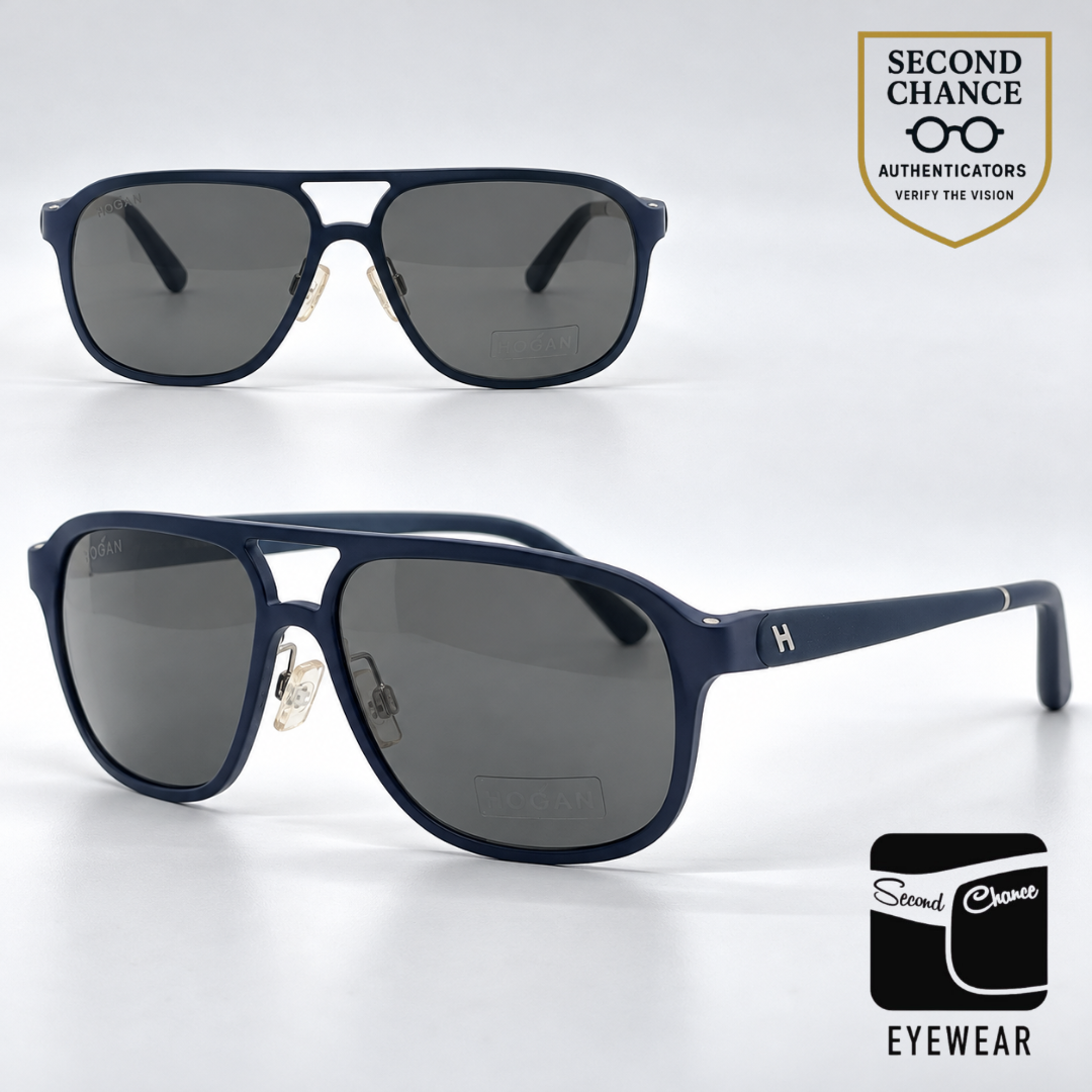 Hogan HO87 87A Matte Blue Aviator Sunglasses-Grey Lenses-Unworn