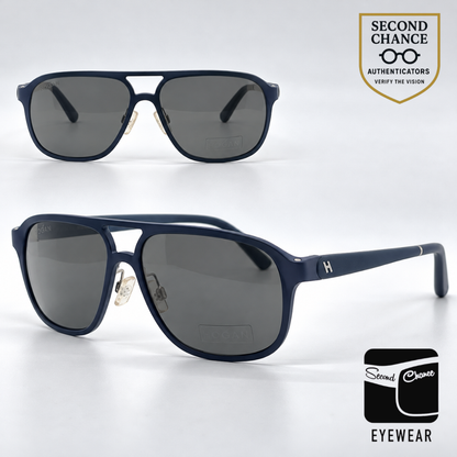 Hogan HO87 87A Matte Blue Aviator Sunglasses-Grey Lenses-Unworn