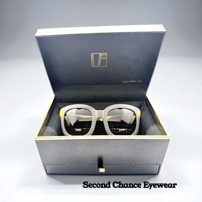 Linda Farrow Luxe LFL/1/6 Grey Gold Oversized Sunglasses Japan Deadstock Kit