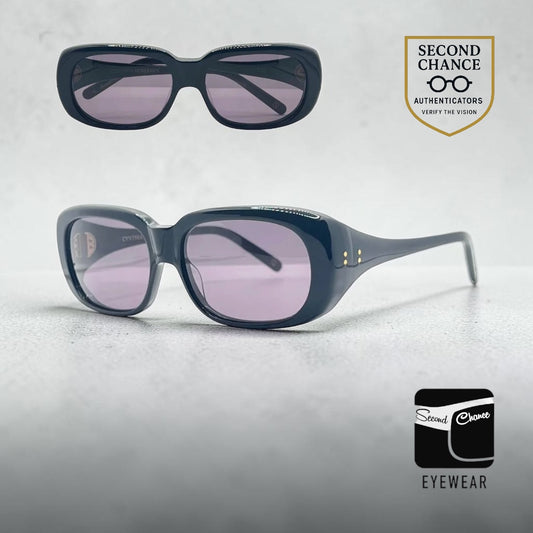 CYNTHIA BENJAMIN “SID” Handmade Sunglasses – Deep Navy Acetate with Violet Lenses – Brand New Full Kit