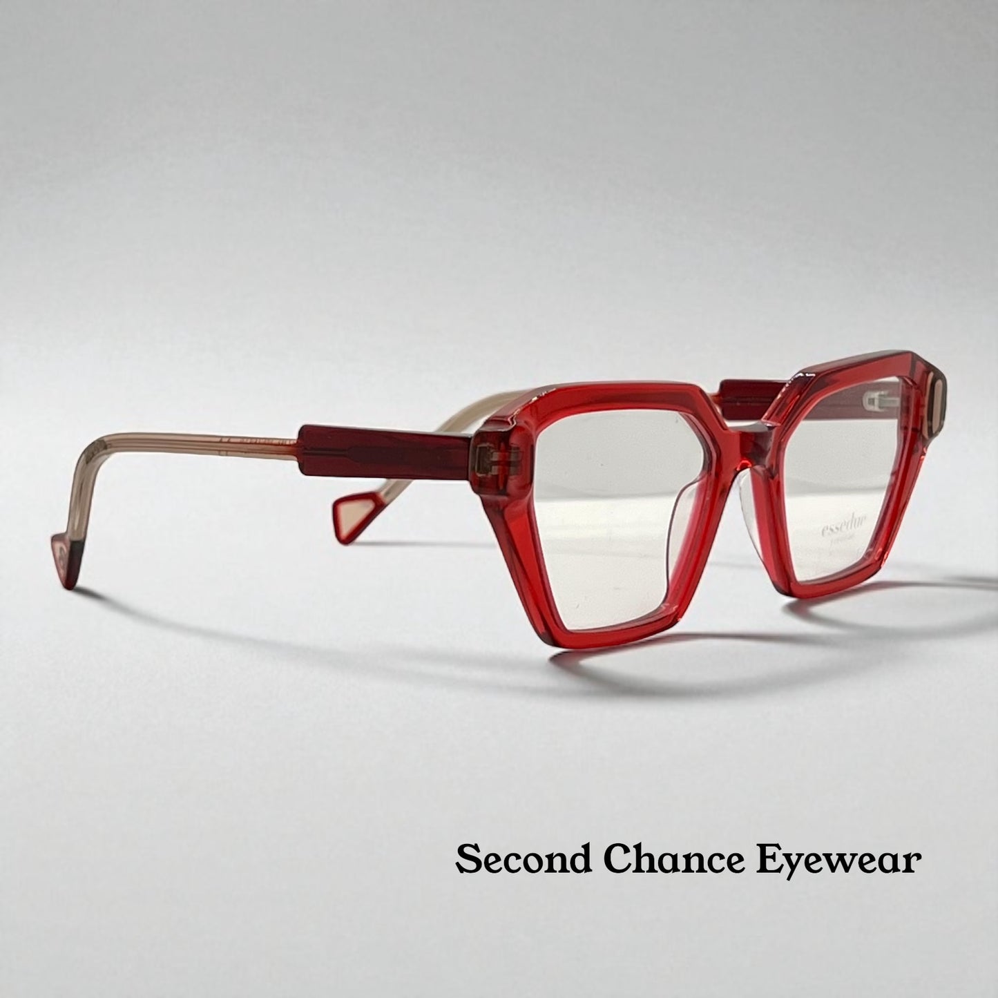 Esse Due ORTI Red Geometric Acetate Eyeglasses 53mm – Handmade in Italy – New Unworn