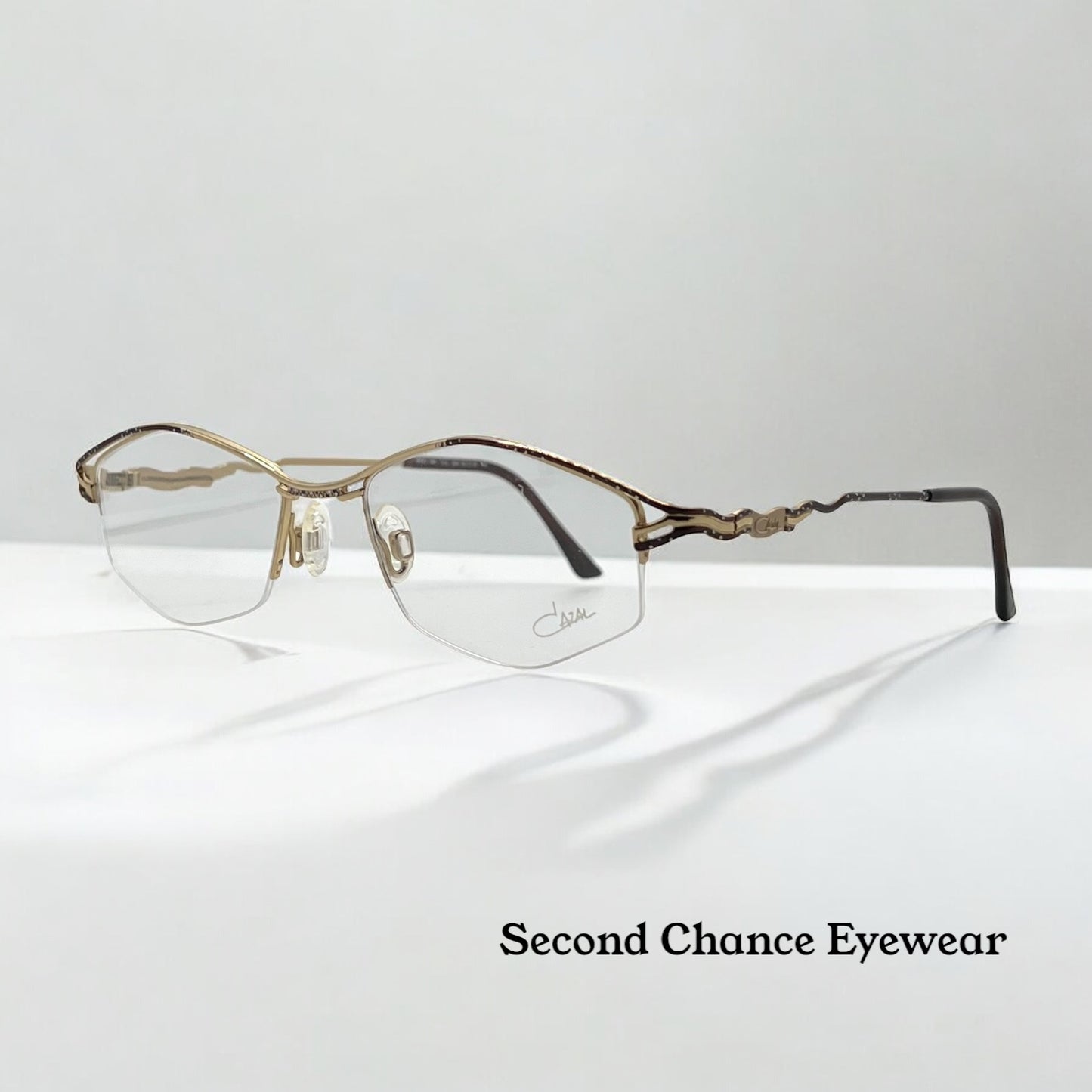 CAZAL 446 COL. 225 Vintage Eyeglass Frame-Made in Germany-Gold & Bronze Wire Semi-Rimless