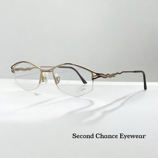 CAZAL 446 COL. 225 Vintage Eyeglass Frame-Made in Germany-Gold & Bronze Wire Semi-Rimless
