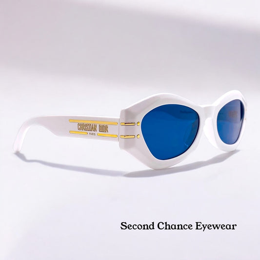 Brand New in Box Christian Dior Signature B1U Sunglasses - White with Blue Lenses