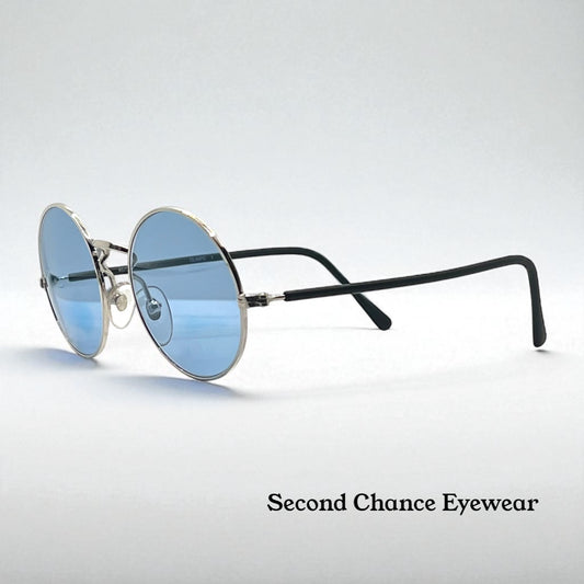 Armony- Olimpic 1 -Round Vintage Sunglasses w/New Sky Blue Custom Gradient Tinted Lenses