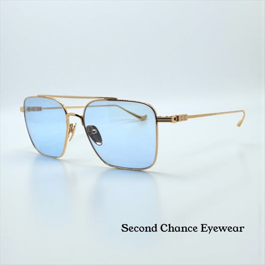 Chrome Hearts AM Gold Plated – Solid Light Blue Lenses – Deadstock Full Kit