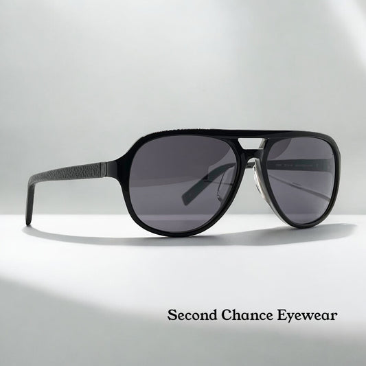 JOHN VARVATOS V769AF Sunglasses Black/Grey Horn – Leather Wrapped Temples