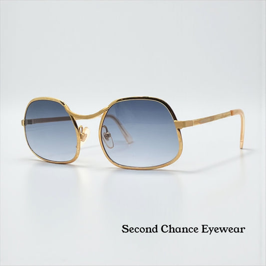 Italian Gold-Filled Hammered Pilot Sunglasses-Vintage Deadstock w/New Gradient Custom Lenses