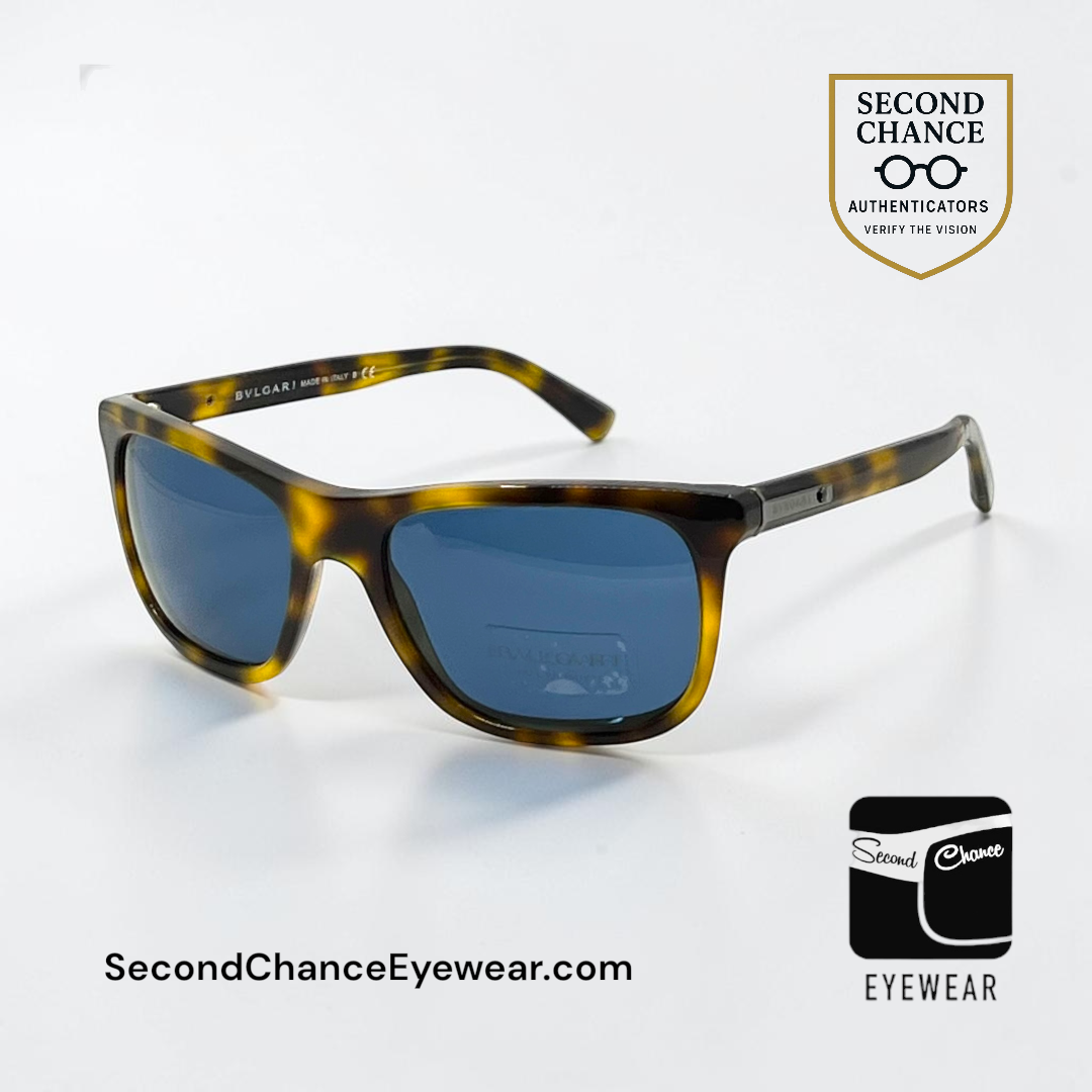 Bvlgari 7018 5299/80 Tortoise Blue Lens Vintage Sunglasses Made in Italy 57-19