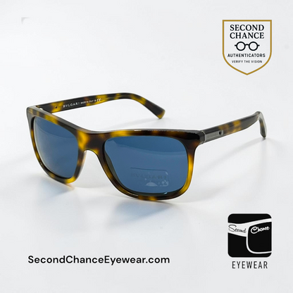 Bvlgari 7018 5299/80 Tortoise Blue Lens Vintage Sunglasses Made in Italy 57-19