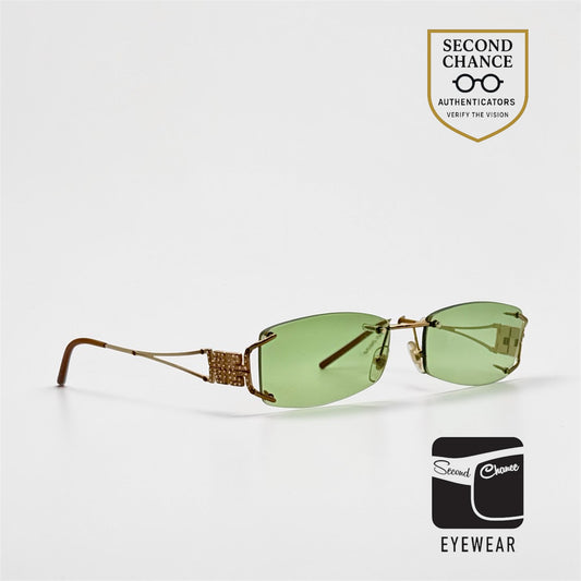 Versace MOD 1080-B Rimless Vintage Sunglasses-New Green Tinted Custom Lenses