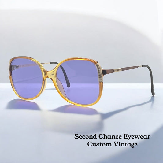 Dior 2299 11 Vintage Sunglasses – Translucent Amber Frame w/New, Custom Violet Lenses-Deadstock
