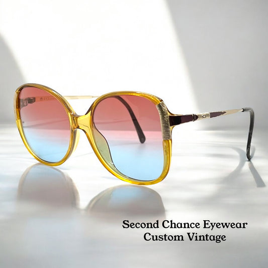 Dior 2299 11 Vintage Sunglasses-Translucent Amber Frame w/New, Custom Gradient Lenses-Deadstock