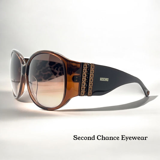 Moschino MO587 02 Y2K Vintage Wrap Sunglasses-Studded Leopard-59mm– Deadstock/Unworn-Full Kit