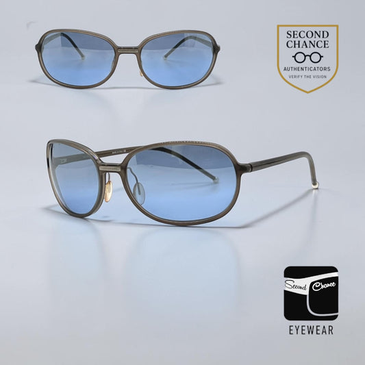 CHANEL 5040-H Smoky Brown Blue Lens Pearl Tip Sunglasses UNWORN Made in Italy