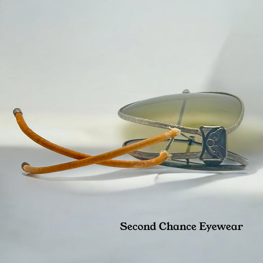 Vintage U.S. Military ESG Folding Aviator Sunglasses – Original Glass Lenses – Eagle Bridge Emblem