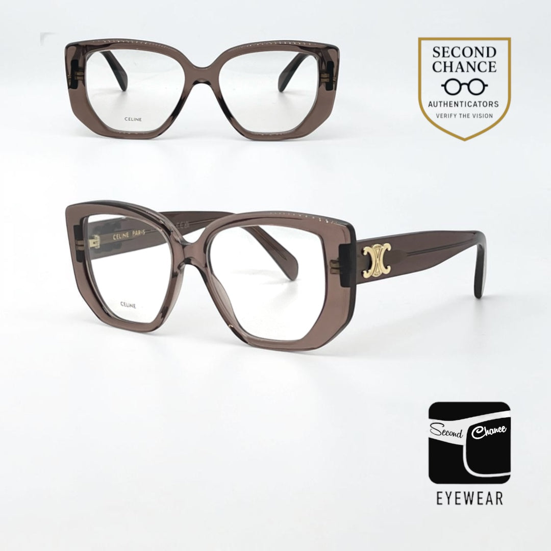 Celine Triomphe CL50146I Brown Cat Eye Eyeglasses Unworn-Full Kit-Italy
