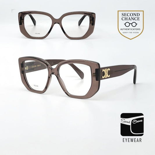 Celine Triomphe CL50146I Brown Cat Eye Eyeglasses Unworn-Full Kit-Italy