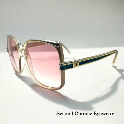 JEAN de PARIS 674/2 Vintage Sunglasses-Clear Frame Pink Lenses-France NOS