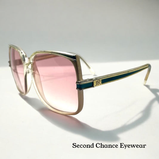 JEAN de PARIS 674/2 Vintage Sunglasses-Clear Frame Pink Lenses-France NOS