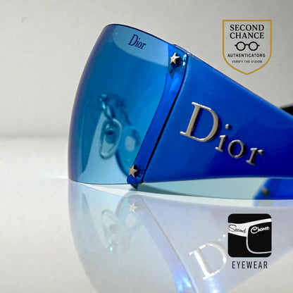 Christian Dior Golf W08 Blue Shield Sunglasses Italy Safilo Y2K Full Kit