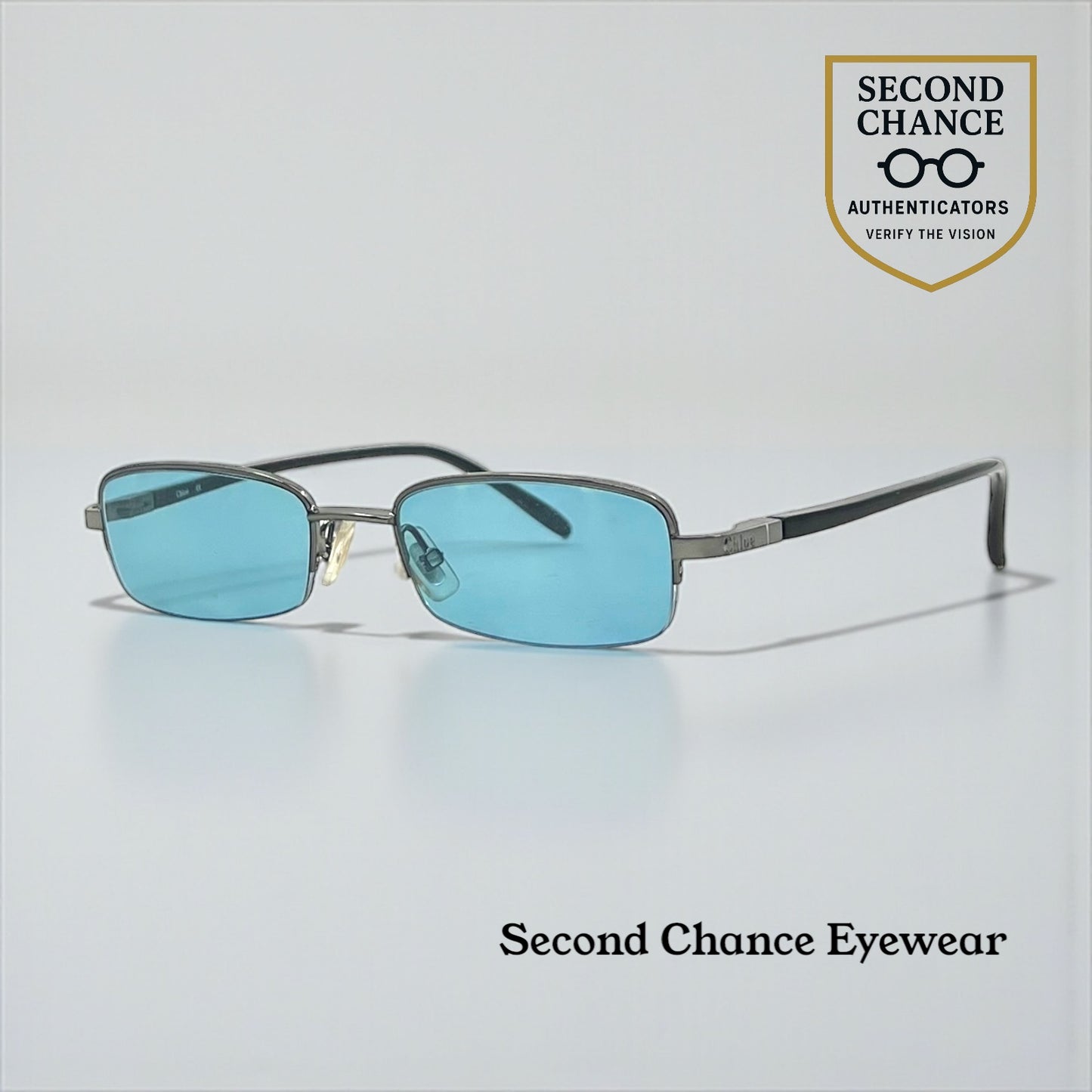 Chloé CL 1105 C01 Y2K Half-Rim Sunglasses-New Solid Aquamarine Custom Lenses