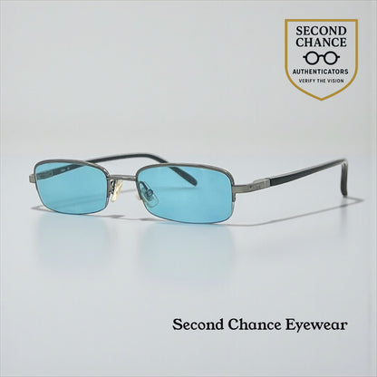 Chloé CL 1105 C01 Y2K Half-Rim Sunglasses-New Solid Aquamarine Custom Lenses