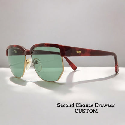 Silhouette M6067 V6053 VINTAGE Sunglasses-Red Tortoise w/New Green Custom Lenses