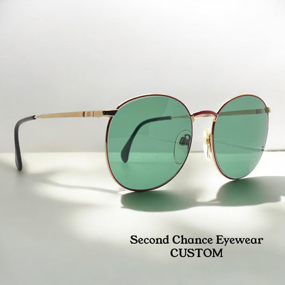 Silhouette M6039 VINTAGE Sunglasses-Gold/Red w/New Green Custom Lenses-54mm