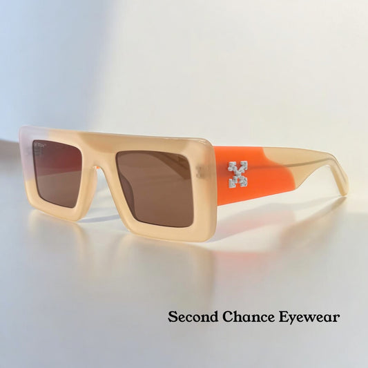Off-White OERI069 Beige/Orange Sunglasses-50mm-New/Unworn-Full Kit –Italy