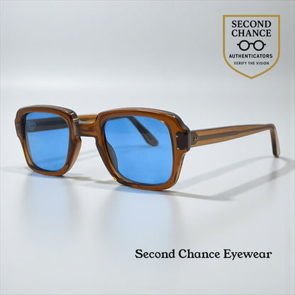 USS BCG 46-24 VINTAGE Military Frames-New Solid Blue Second Chance Customs Lenses