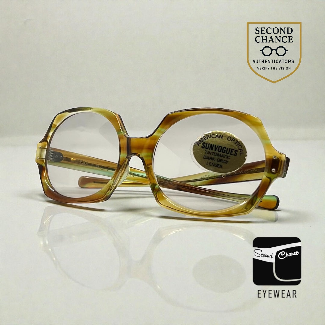 American Optical SunVogues HEX O Deadstock Tintomatic Dark Gray Lenses