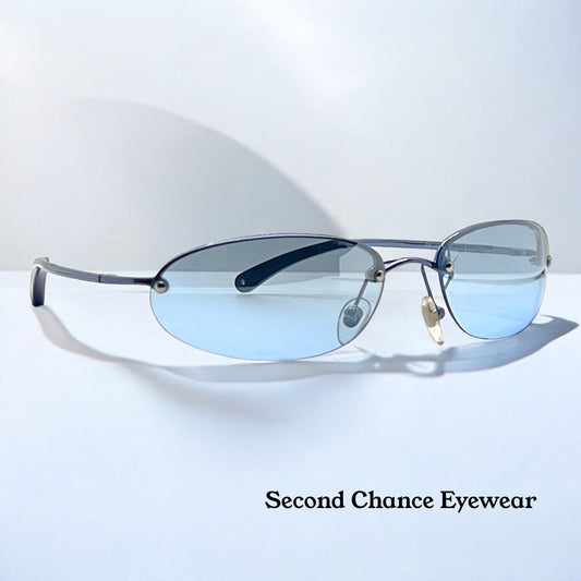 Christian Dior Minimotard 56B Blue Oval Rimless Sunglasses-Vintage Y2K-Unworn