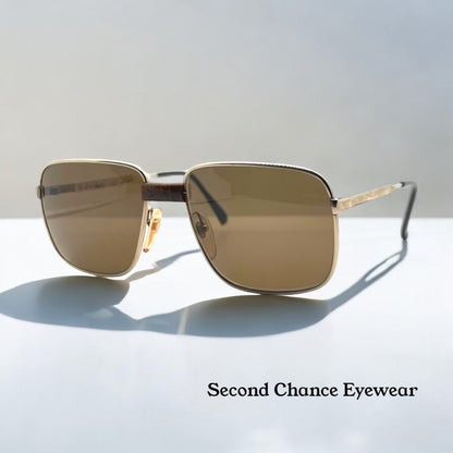 Vintage GEHAMI Mod. 500 Sunglasses Germany 54-22 Gold Frame Brown Lenses NOS