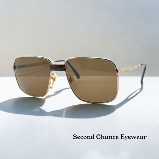 Vintage GEHAMI Mod. 500 Sunglasses Germany 54-22 Gold Frame Brown Lenses NOS