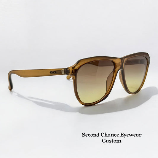 Vintage Playboy 4655 10-Deadstock Austrian Aviators with Custom Berko’s Designs Gradient Brown to Persimmon Lenses