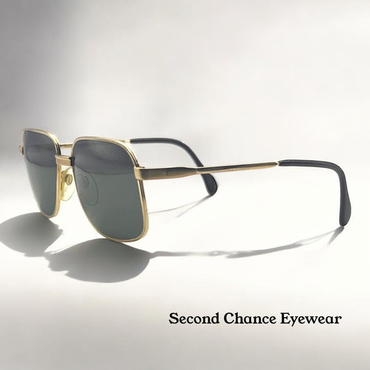 Vintage New/Old Leonard Harley Gold Plated Sunglasses- Mod. LH1010 GP 18ct. 55mm