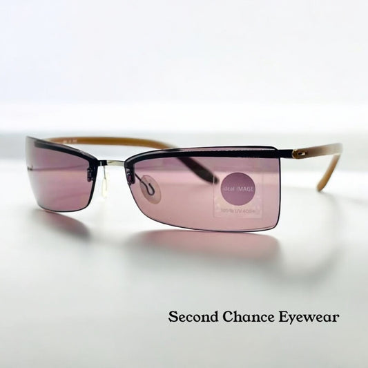 Silhouette 8596 10 6125 Vintage Sunglasses-Lavender Rimless Wrap Shield-Deadstock