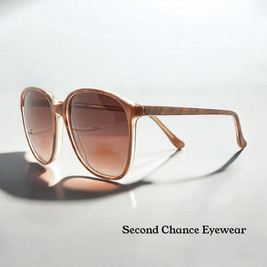 DEMITRIA Sand VINTAGE Marble Sunglasses 57mm w/Gradient Rose Lenses-NOS