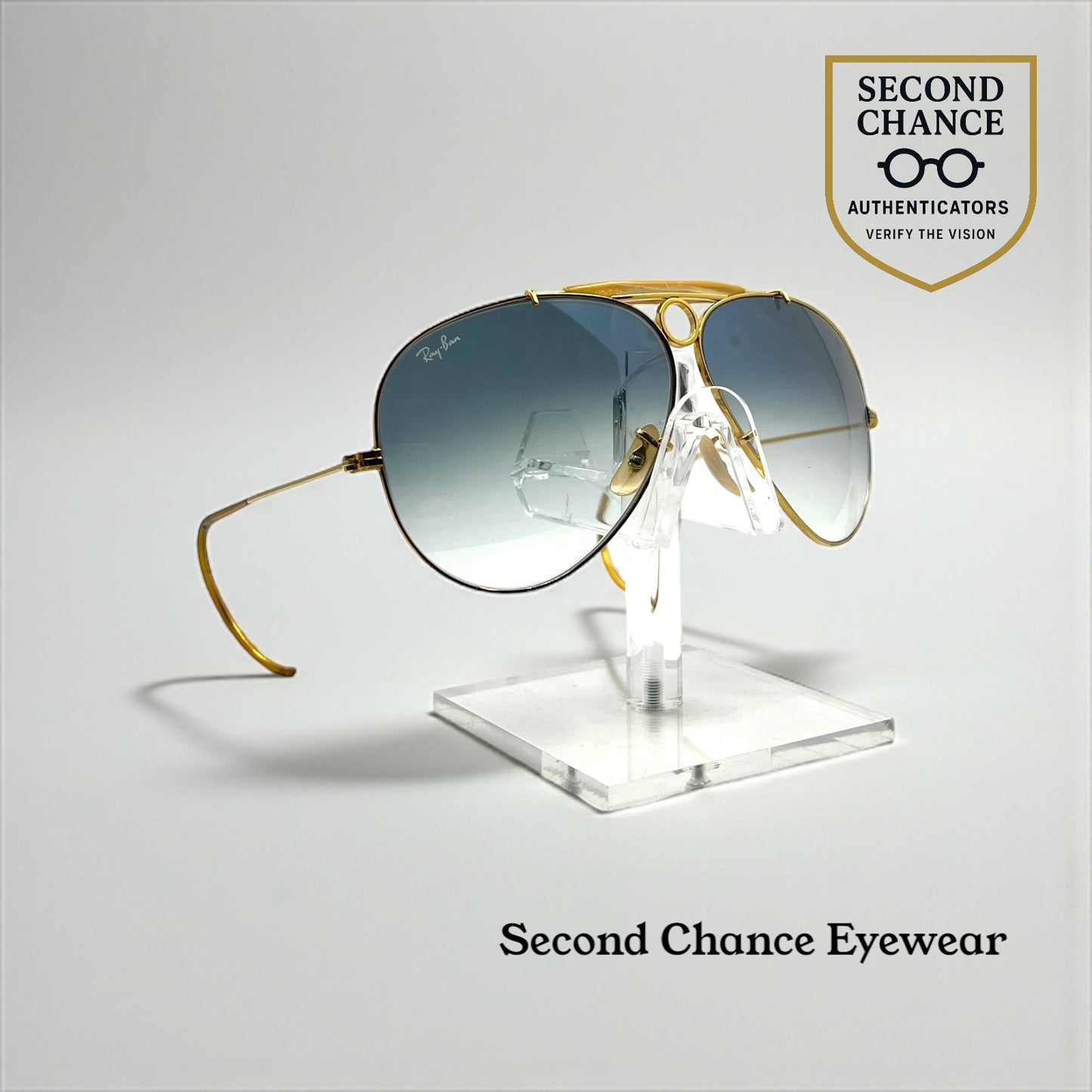 B&L Ray-Ban Shooter 62mm Vintage Gold Aviator-New Custom Lenses – Cable Temples-UNWORN