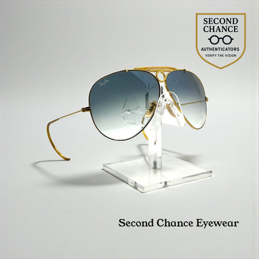 B&L Ray-Ban Shooter 62mm Vintage Gold Aviator-New Custom Lenses – Cable Temples-UNWORN