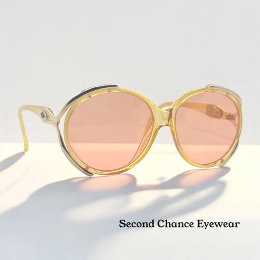 Vintage Christian Dior 2189 Sunglasses-Crystal Honey Optyl w/New, Custom Rose Lenses