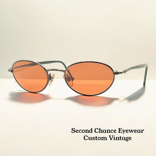 Vintage REVO 1121 Oval Gunmetal Sunglasses – Spring Hinges – Custom Day/Night Tint Lenses – 45-20-135 – Made in Italy