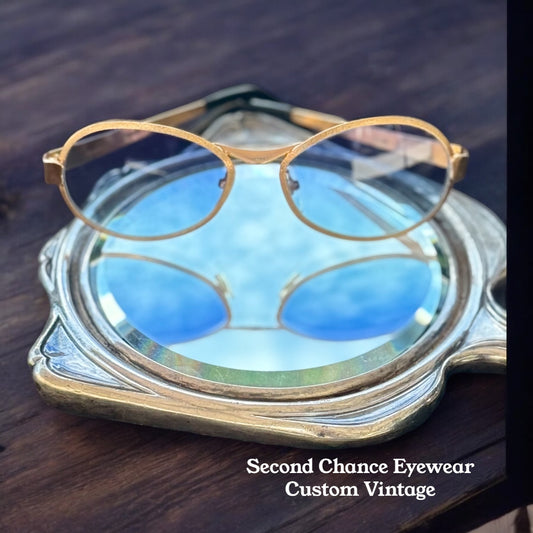 Anoptic “ANNA” Vintage Sunglasses w/New, Custom Gradient Blue Lenses-Deadstock
