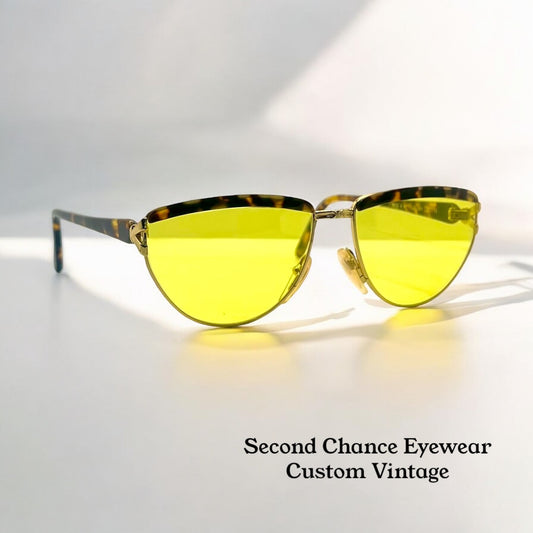 Kuchler K 80 Vintage Sunglasses-Gold & Tortois3 w/New, Custom Solid Yellow Lenses-Unworn