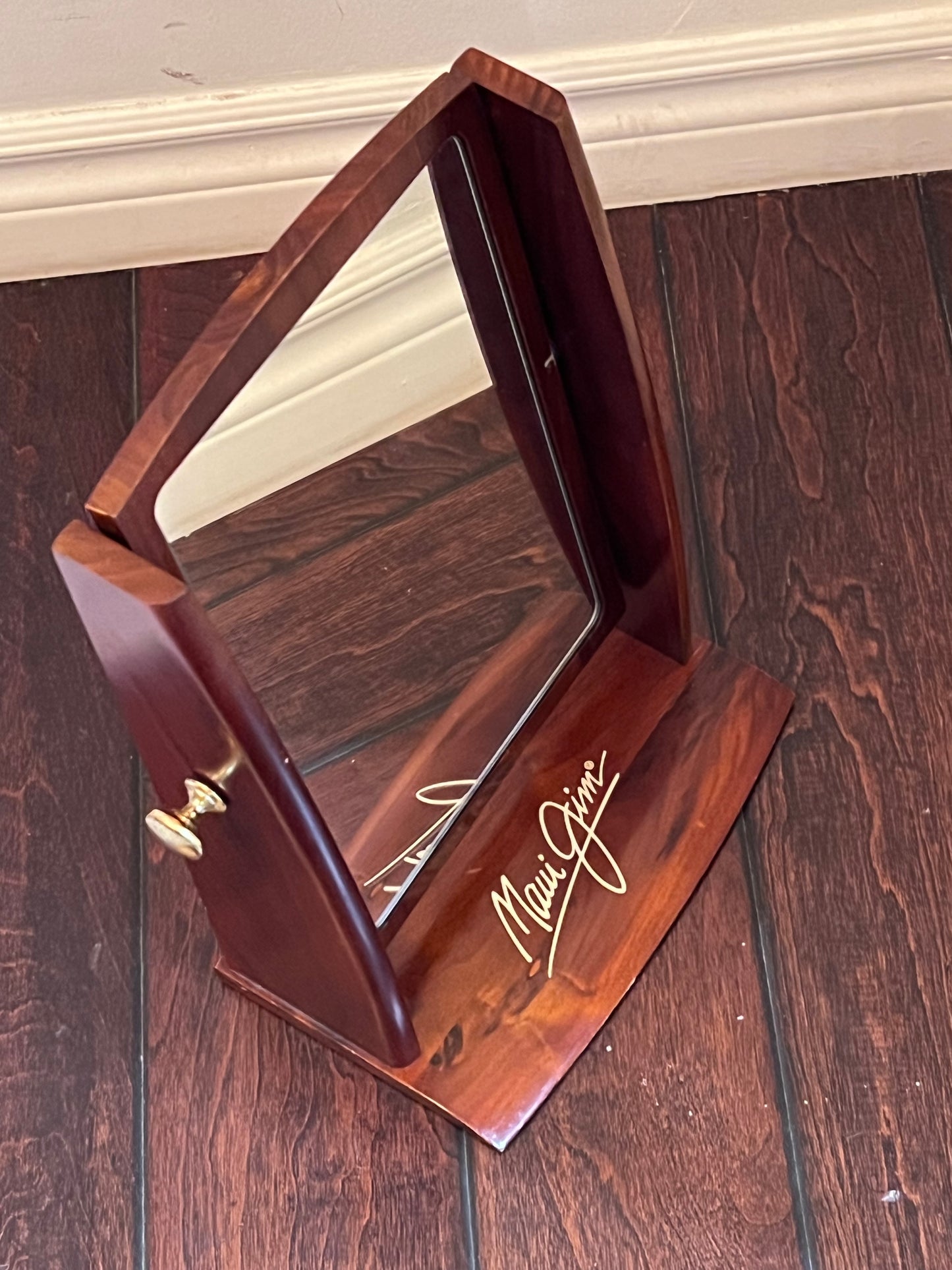 Maui Jim Countertop Wood Mirror - Rare In-Store Marketing - Height: 14 Inches